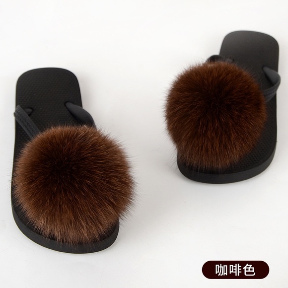 Pom Pom real fur flip flops - Sizes 8-12 Women’s different colours avail… - Picture 12 of 14